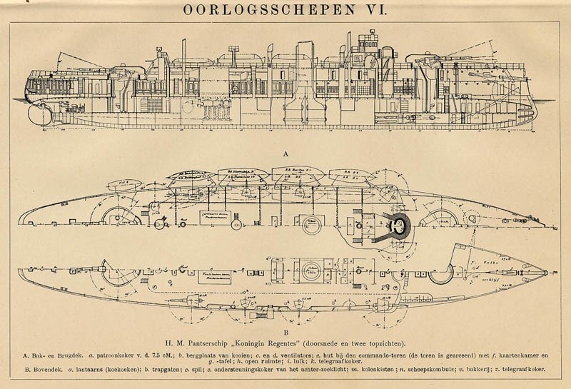 afbeelding van prent Oorlogsschepen VI van Winkler Prins (Schip)