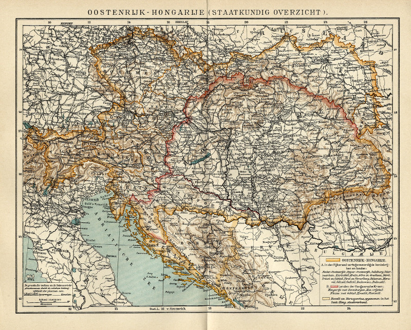 afbeelding van kaart Oostenrijk Hongarije (Staatkundig Overzicht) van Winkler Prins