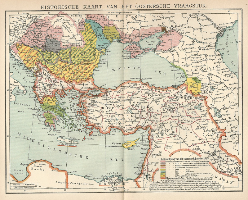 afbeelding van kaart Historische kaart van het Oosters vraagstuk van Winkler Prins