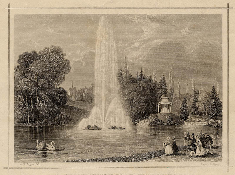 afbeelding van prent Die grosse Fontaine zu Wilhelmshohe van Peyne & Gray, naar A.H. Peyne (Kassel)
