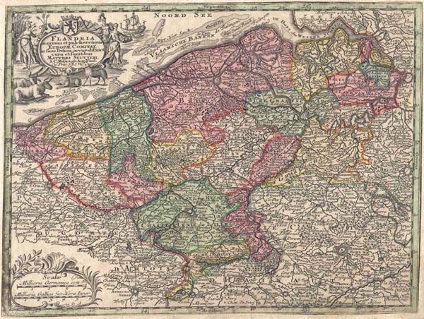 afbeelding van kaart Flandria maximus et pulcherrimus van Matthias Seutter