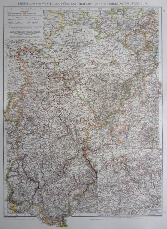 afbeelding van kaart Rheinland und Westfalen, Fürstentümer Lippe und Grossherzogtum Luxemburg van H. Mielisch, E. Umbreit