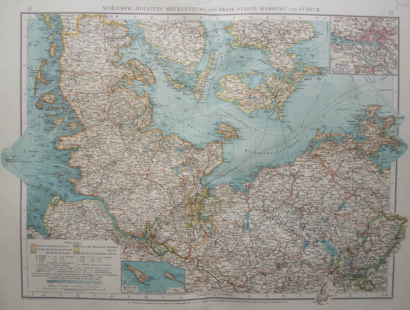 afbeelding van kaart Schleswig-Holstein, Mecklenburg un Freie Städte Hamburg und Lübeck van O. Herkt, K. Tänzler, G. Jungk