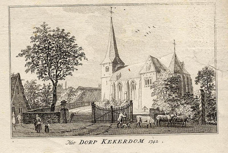 afbeelding van prent Het Dorp Kekerdom 1742 van Paulus van Liender, naar Jan de Beijer (Kekerdom)