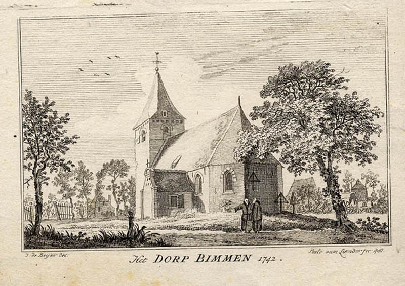 afbeelding van prent Het Dorp Bimmen 1742 van Paulus van Liender, naar Jan de Beijer (Bimmen)