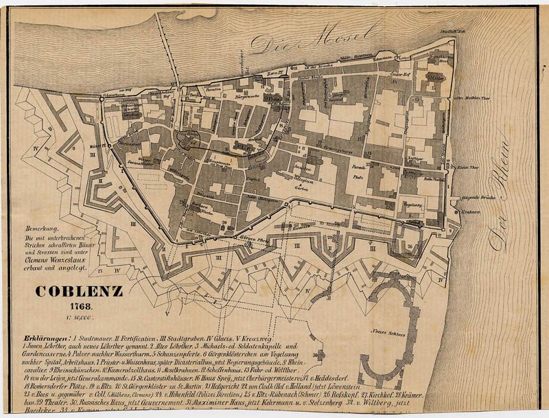 afbeelding van plattegrond Coblenz 1768  van NN (Koblenz)