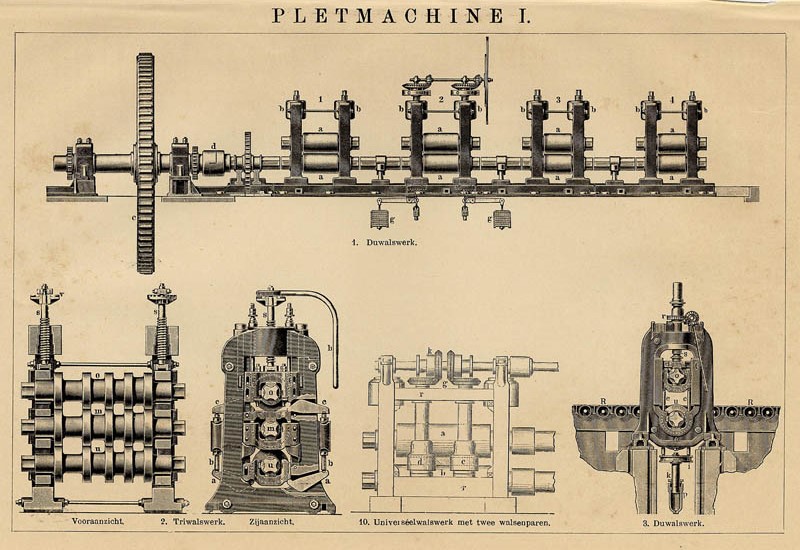 afbeelding van prent Pletmachine I van Winkler Prins