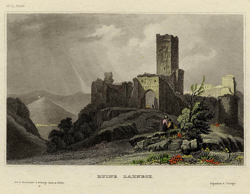 afbeelding van prent Ruine Lahneck van NN (Lahnstein)