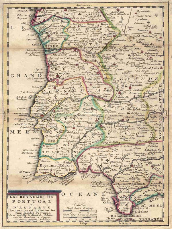 afbeelding van kaart Les Royaumes de Portugal et d Algarve van Jacques Chiquet / Bellin (Spain)
