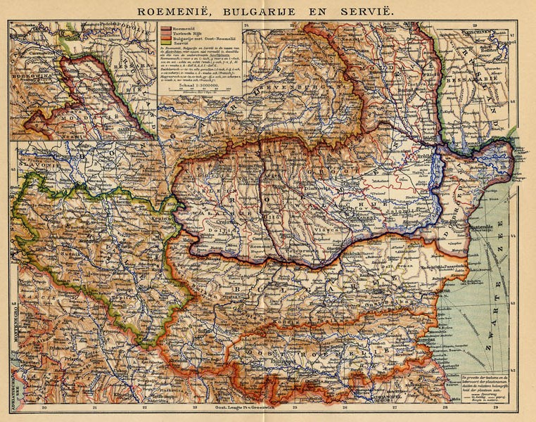 afbeelding van kaart Roemenië, Bulgarije en Servië van Winkler Prins