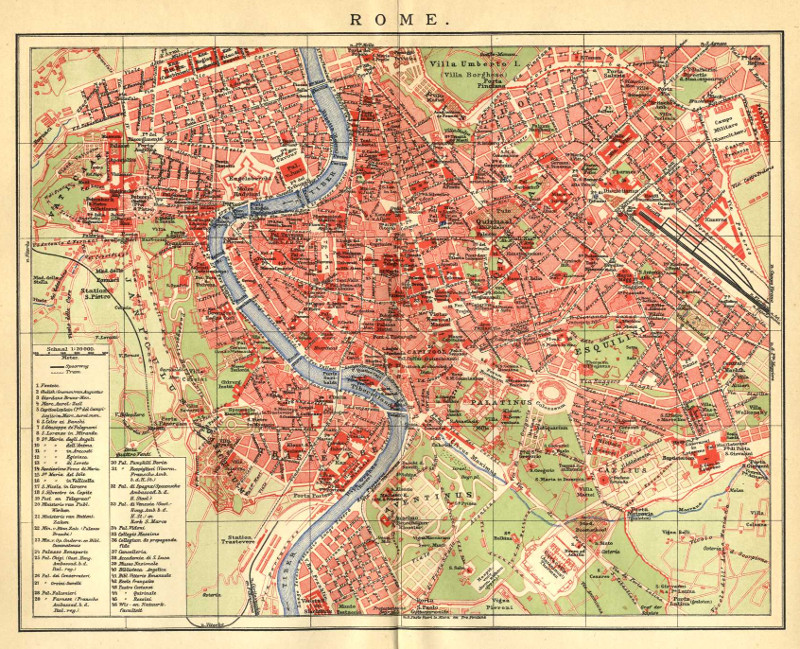 afbeelding van plattegrond Rome van Winkler Prins (Rome, Roma)