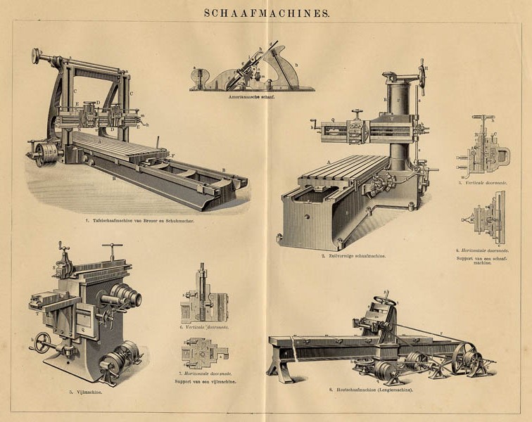 afbeelding van prent Schaafmachines van Winkler Prins