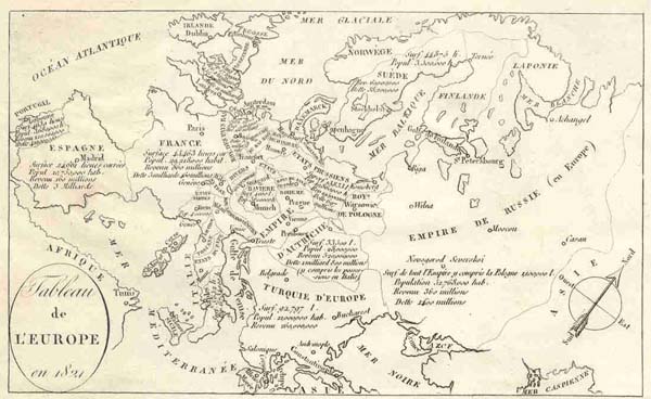 afbeelding van kaart Tableau de l´Europe en 1821 van Vosgien, Ladvocat