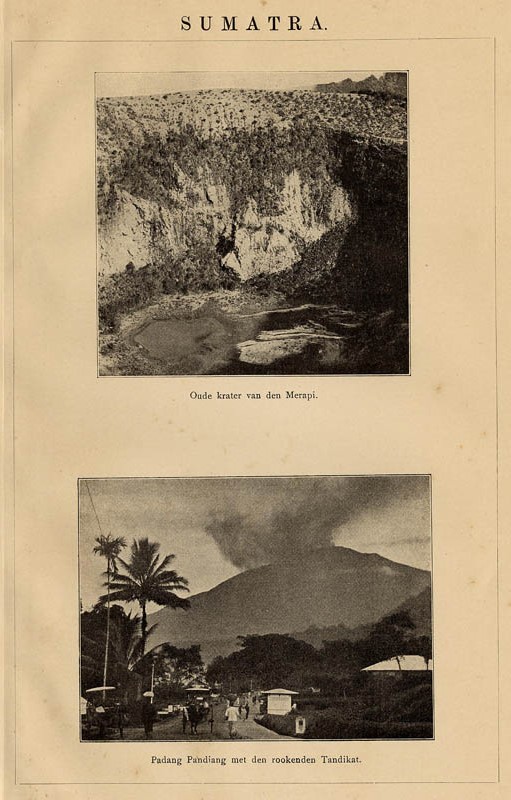 afbeelding van prent Sumatra van Winkler Prins (Merapi, Padang Pandiang)