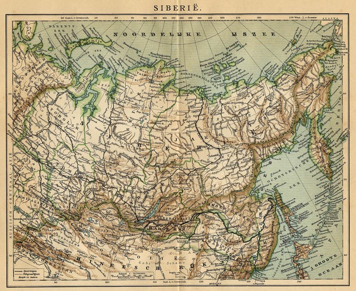 afbeelding van kaart Siberië van Winkler Prins