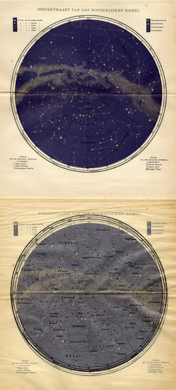afbeelding van kaart Sterrenkaart van den Noordelijken Hemel van Winkler Prins