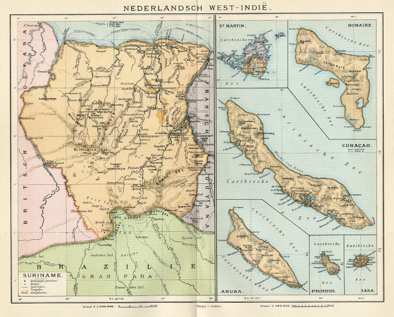 afbeelding van kaart Nederlandsch West-Indië (Suriname, en Nederlanse Antillen) van Winkler Prins