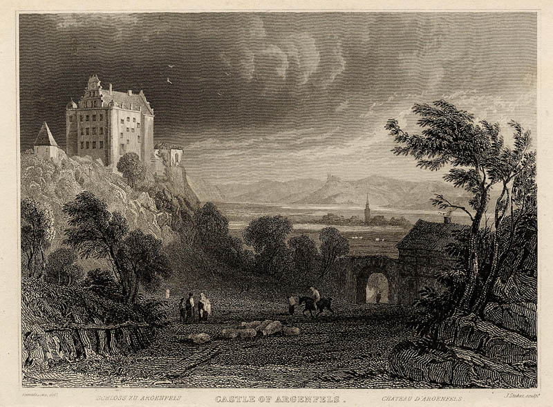 afbeelding van prent Castle of Argenfels van J. Stokes, naar Tombleson (Bad Hönningen)