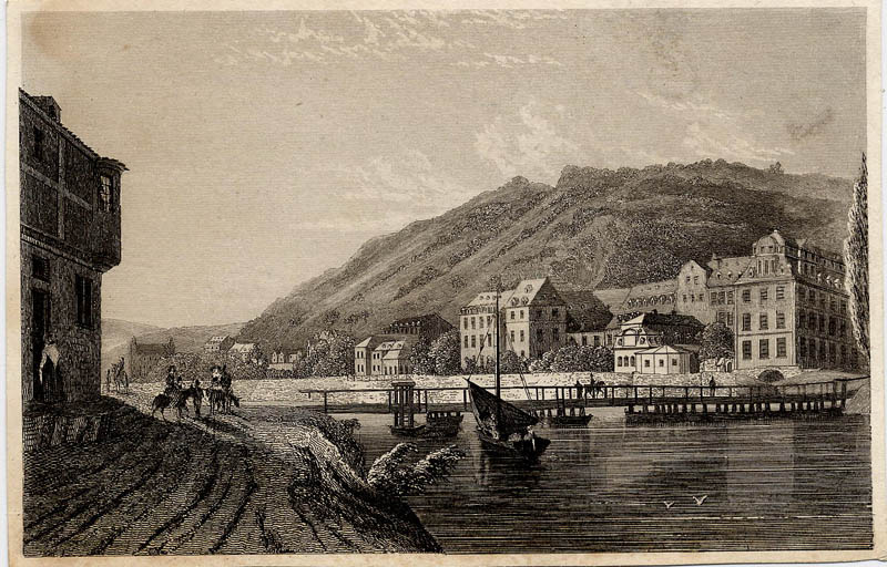 afbeelding van prent Baths Ems van J. Willis, naar W. Tombleson (Bad Ems)