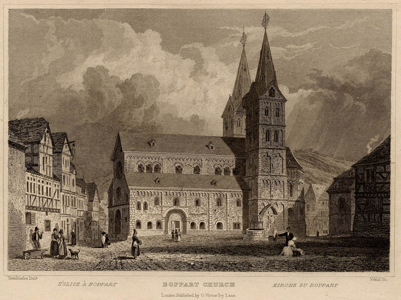 afbeelding van prent Boppart church van Well, naar Tombleson (Boppard)