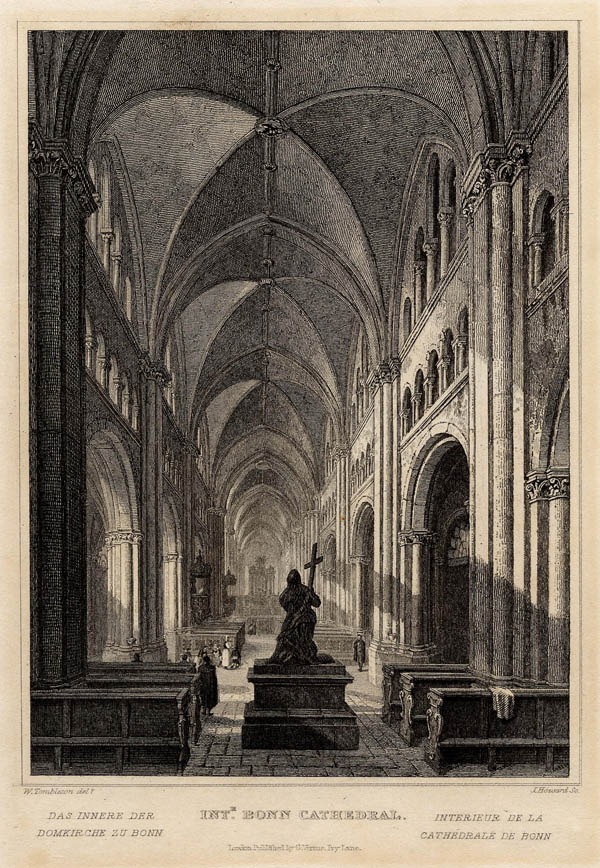 afbeelding van prent Int. Bonn Cathedral van J. Howard naar W. Tombleson (Bonn)