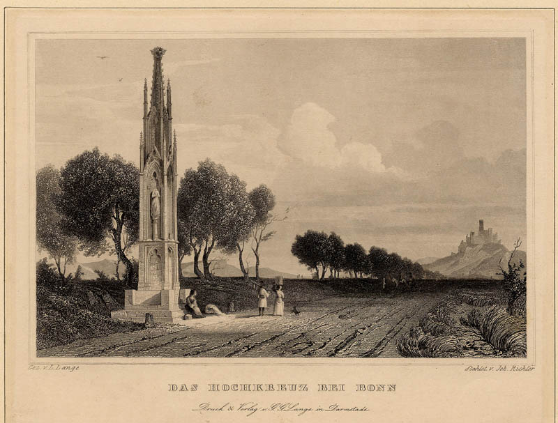 afbeelding van prent Das Hochkreuz bei Bonn van Joh. Richter naar L. Lange (Bonn)