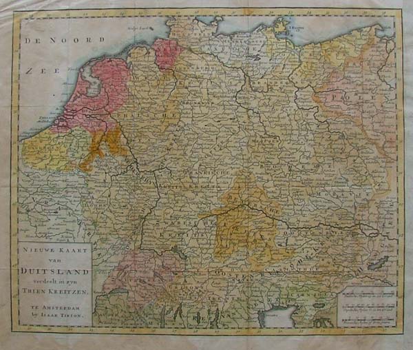 afbeelding van kaart Nieuwe kaart van Duitsland verdeelt in zijn thien Kreitzen van Isaak Tirion
