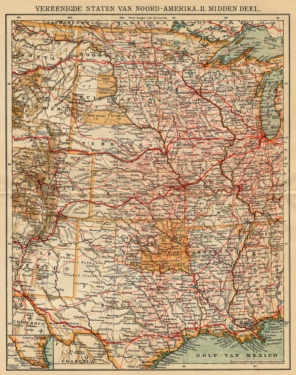 afbeelding van kaart Vereenigde Staten van Noord-Amerika. II. Midden deel van Winkler Prins