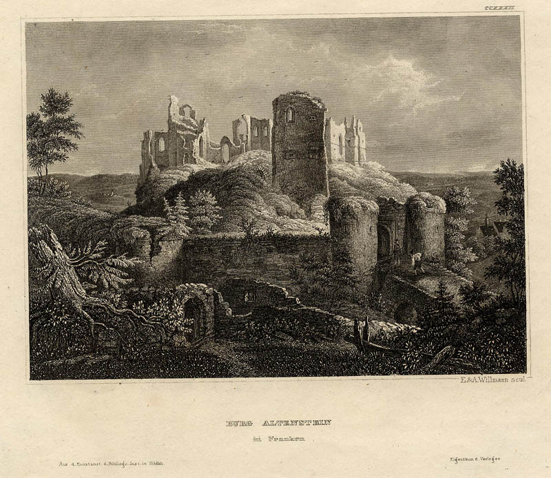 afbeelding van prent Burg Altenstein in Franken van E. & A. Willmann (Altenstein)