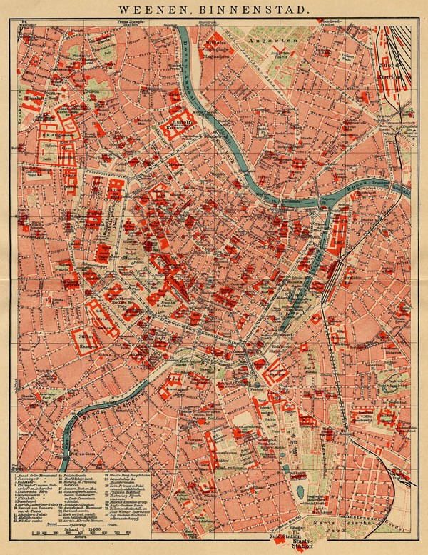 afbeelding van plattegrond Weenen, Binnenstad van Winkler Prins (Wenen, Vienna)
