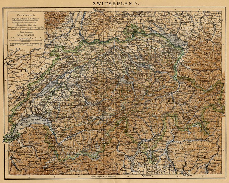 afbeelding van kaart Zwitserland van Winkler Prins