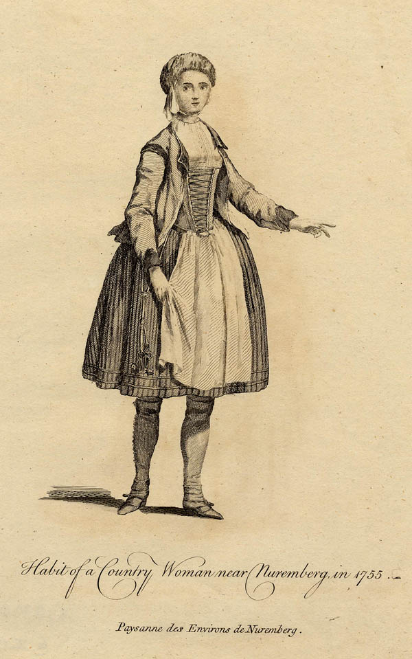 afbeelding van prent Habit of a Country Woman near Nuremberg, in 1755 van John Miller