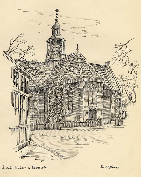 afbeelding van prent De Ned.Herv. Kerk te Heemstede van Leo K. Zeldenrust (Heemstede)