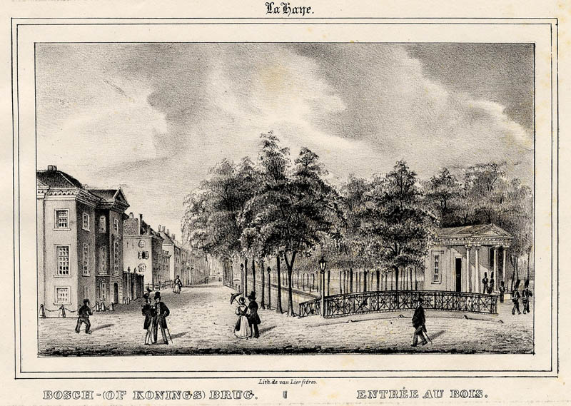 afbeelding van prent Bosch- (of Konings) Brug / Entrée au Bois van Gebr. van Lier (Den Haag, ´s-Gravenhage, The Hague)