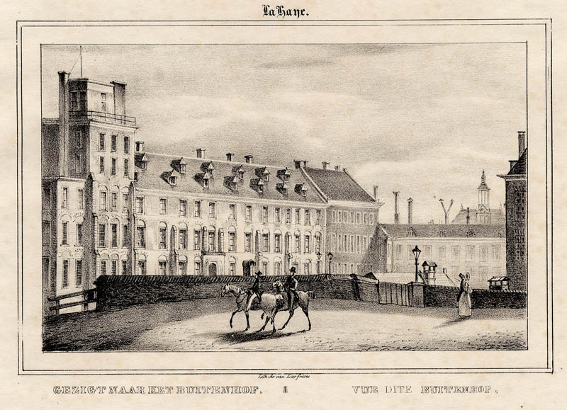 afbeelding van prent Gezigt naar het Buitenhof / Vue dite Buitenhof van Gebr. van Lier (Den Haag, ´s-Gravenhage, The Hague)