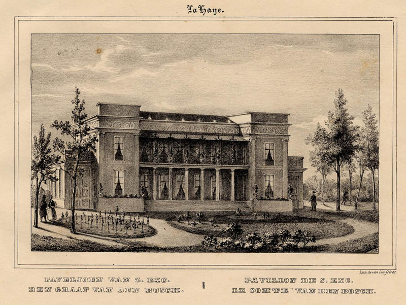 afbeelding van prent Paveljoen van Z.Exc. den Graaf van den Bosch van Gebr. van Lier (Den Haag, ´s-Gravenhage, The Hague)