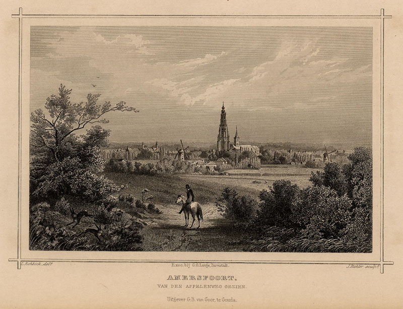 afbeelding van prent Amersfoort, van den Appelenweg gezien van J. Richter, naar L. Rohbock (Amersfoort)