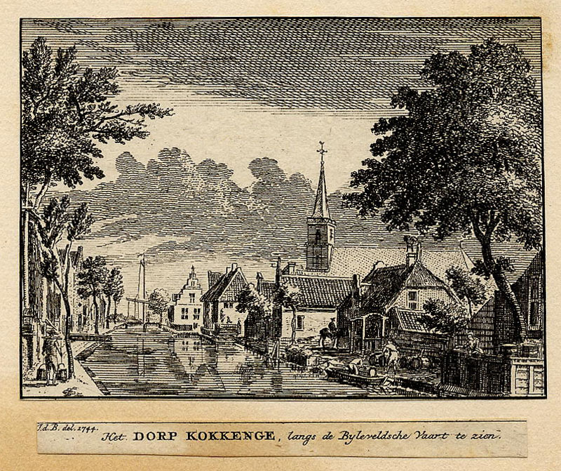 afbeelding van prent Het dorp Kokkenge, langs de Bylerveldsche Vaart te zien van Hendrik Spilman, naar Jan de Beyer (Kockengen)