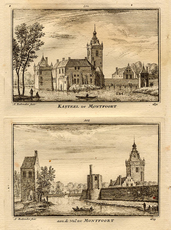 afbeelding van prent Kasteel tot Montfoort, 1630, aan de Wal tot Montfoort, 1625 van Abraham Rademaker (Montfoort)