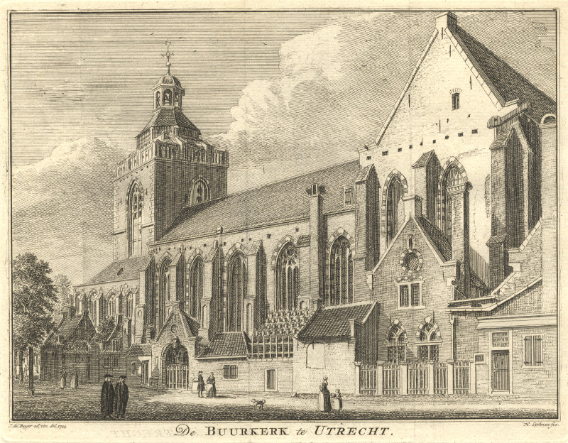 afbeelding van prent De Buurkerk te Utrecht van Hendrik Spilman, naar Jan de Beyer (Utrecht)