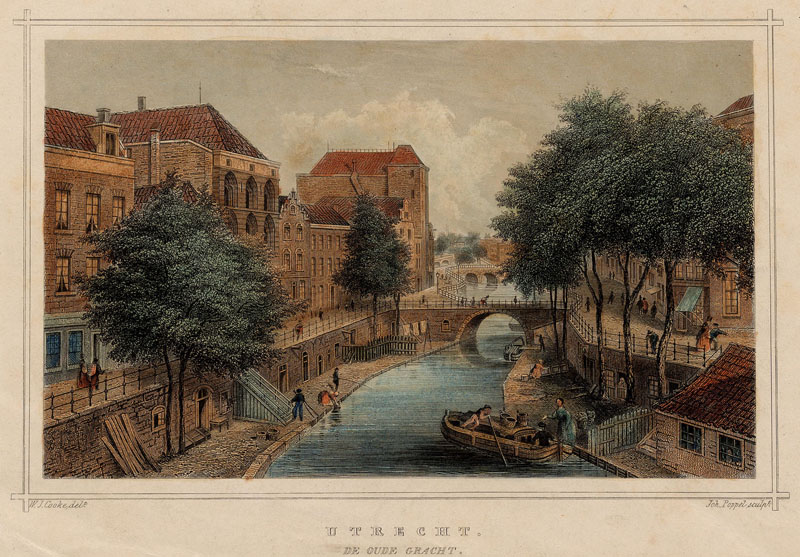afbeelding van prent Utrecht, de Oude Gracht van Joh. Poppel, naar W.J. Cooke (Utrecht)