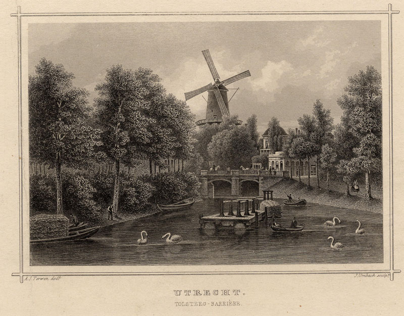 afbeelding van prent Utrecht, Tolsteeg - Barriere van J. Umbach naar A.J. Terwen (Utrecht)