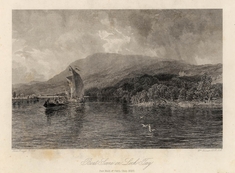 afbeelding van prent Boat scene on Loch Tay van William Forrest naar Samuel Bough (Loch Tay)