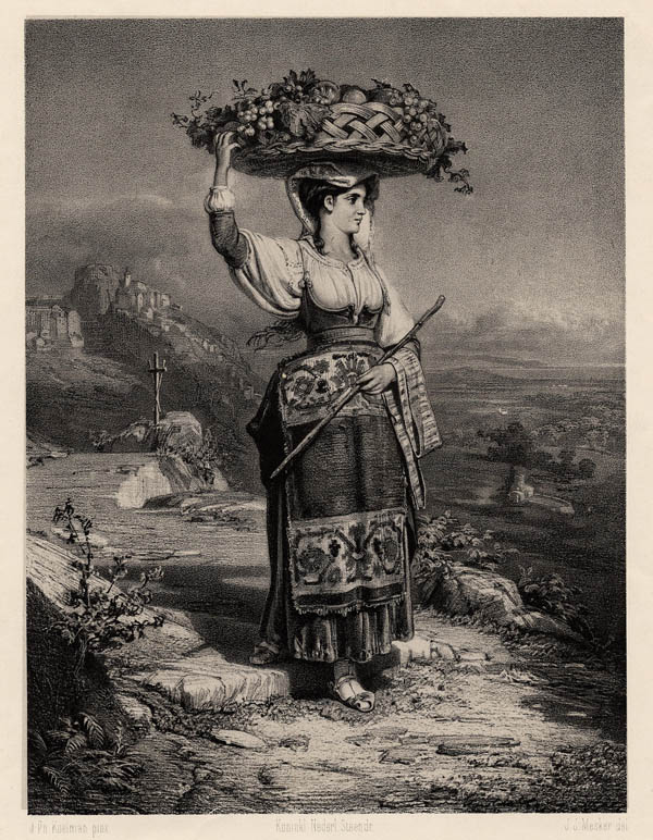 afbeelding van prent Vrouw in klederdracht van J.J. Mesker naar J. Ph. Koelman