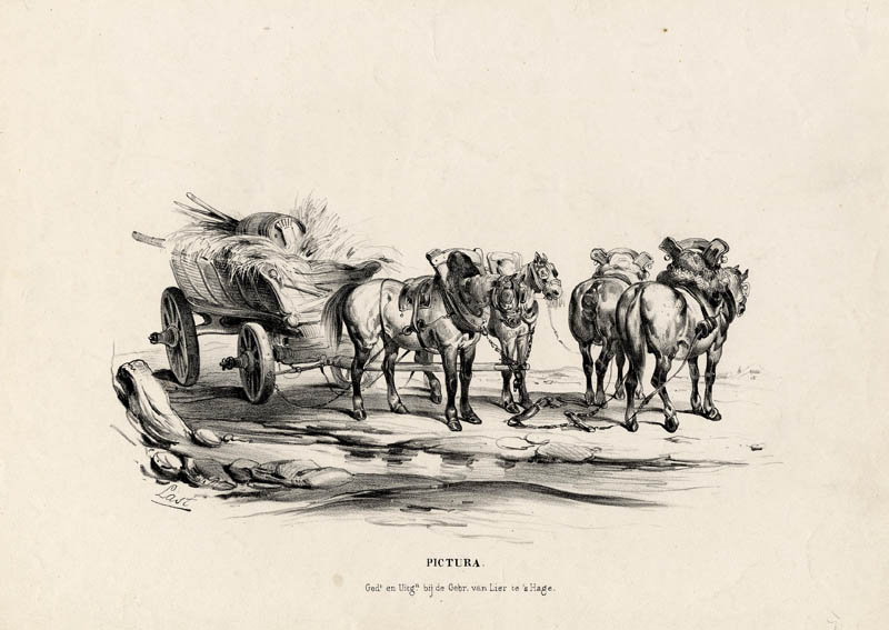 afbeelding van prent Trekpaarden van C.C.A. Last (Paard)