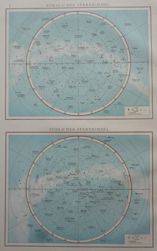 afbeelding van kaart Nordlicher Sternhimmel, Südlicher Sternhimmel van Richard Andree