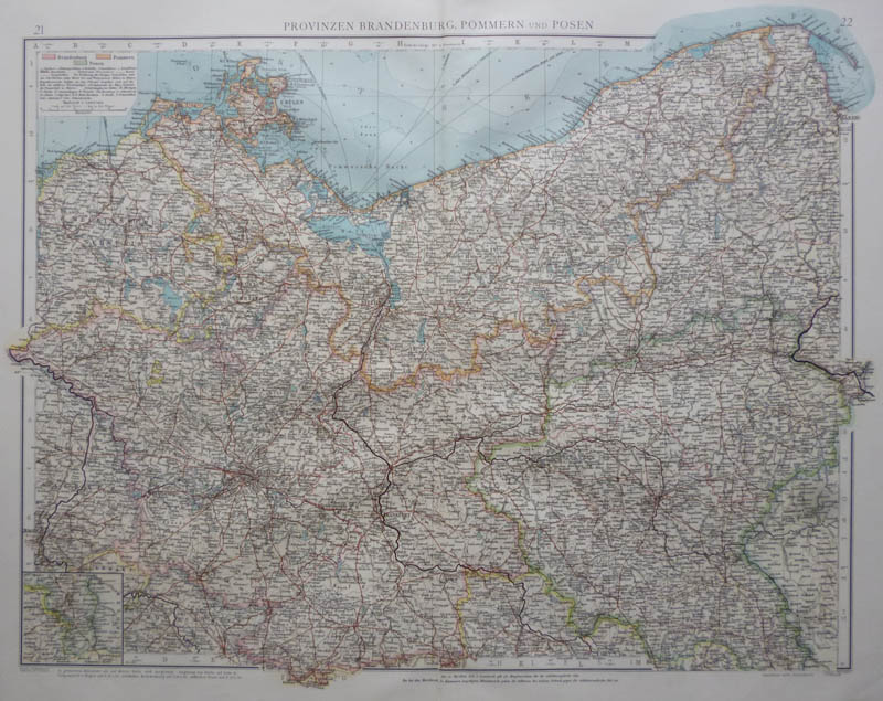 afbeelding van kaart Provinzen Brandenburg, Pommern und Posen van Richard Andree