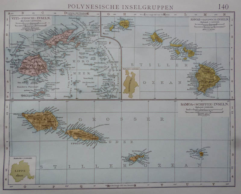 afbeelding van kaart Polynesische Inselgrupen van Richard Andree