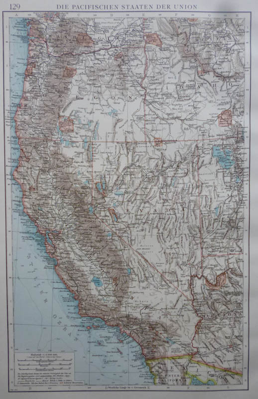 afbeelding van kaart Die Pacifische Staaten de Union van Richard Andree
