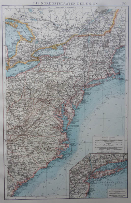 afbeelding van kaart Die Nordoststaaten der Union van Richard Andree